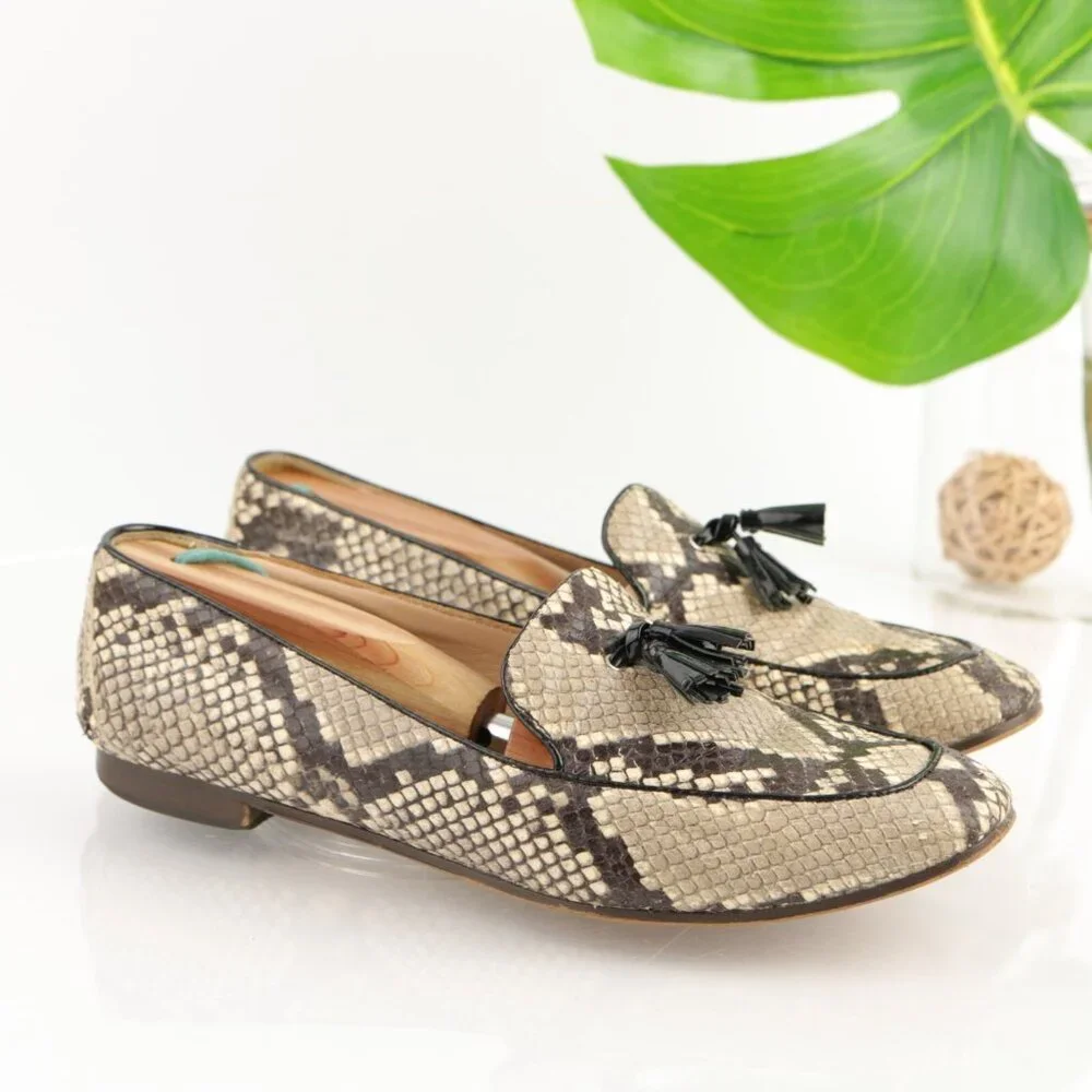 J Crew Womens Charlie Loafer Size 8 Brown Tasseled‎ Slip On Venetian Flat Shoe